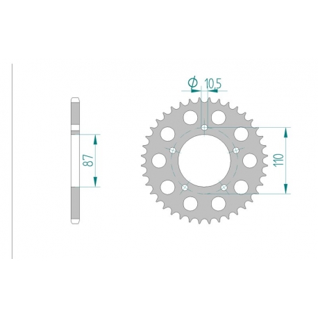 Couronne Aluminium AFAM 525 SUZUKI SV650 1999-2016