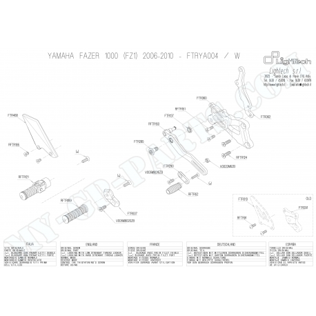Pièces détachées commandes reculées LIGHTECH YAMAHA FZ1 / FZ8 06 - 12 FTRYA004