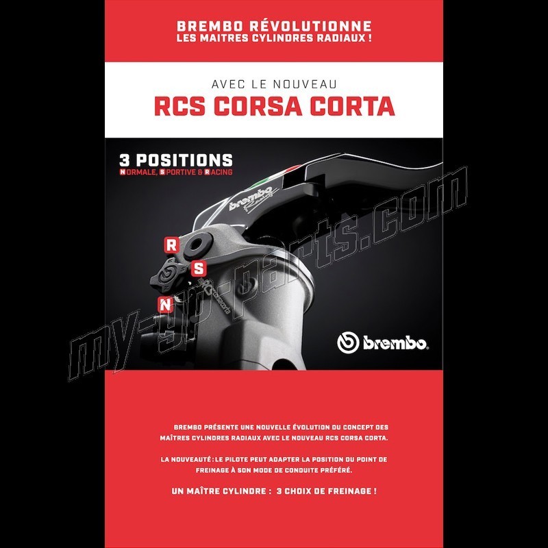 Maître-cylindre de frein BREMBO UPGRADE Pr15 RCS Corsacorta levier long  repliable