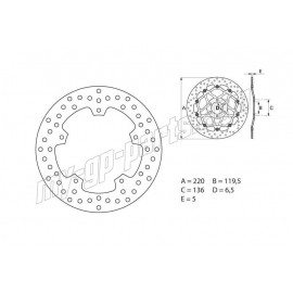 Disque de frein arrière fixe Serie Oro 220 mm BMW BREMBO