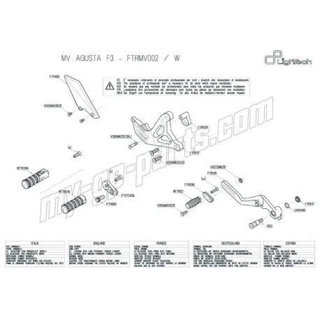 Pièces détachées commandes reculées LIGHTECH MV AGUSTA F3 / B3 FTRMV002